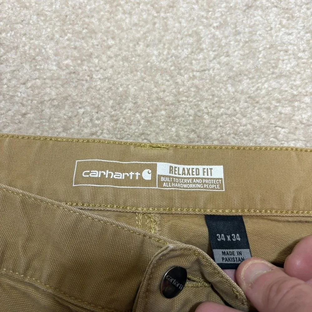 Carhartt Pants Mens 34x32 Tan Rugged Flex Relaxed Fit Work Carpenter Utility - Picture 4 of 16